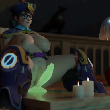 blizzard entertainment, halloween, overwatch, jiangshi mei, mei (overwatch), davidsmushroom, asian, bouncing breasts, dildo, masturbation, rubbing, 3d, animated, tagme, video