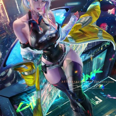 cd projekt red, cyberpunk: edgerunners, cyberpunk 2077, netflix, studio trigger, lucy (edgerunners), lucyna kushinada, sakimichan, 1girls, asian, asian female, big ass, big breasts, cybernetics, cyborg