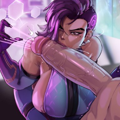 overwatch, sombra, big breasts, big penis, tagme