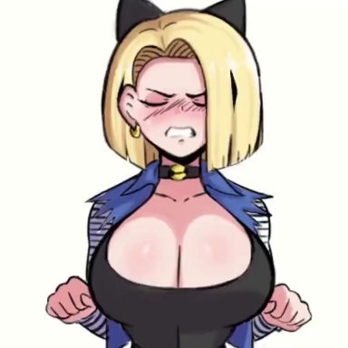 dragon ball, android 18, keykeas98, 1girls, blonde, blonde female, blonde hair, blonde hair female, bouncing ass, bouncing breasts, cameltoe, cleavage, curvy, erect nipples, female