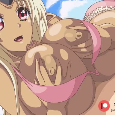 monster musume, monster musume no iru nichijou, tionishia, urlik (totesfleisch8), ocarinaotw, 5 fingers, areola, big breasts, bikini, bikini bottom, bikini top, breasts, dark skin, duo, erection