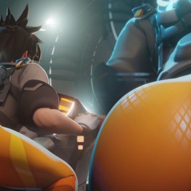 blizzard entertainment, overwatch, tracer, breadblack, 1girls, ass, big ass, brown hair, clothed, clothing, dat ass, female, female only, light-skinned female, light skin