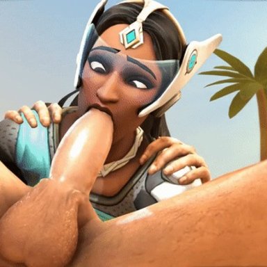 blizzard entertainment, overwatch, symmetra, froggysfm, 1girls, 69, ahe gao, athletic female, balls, balls deep, black hair, blue-tinted eyewear, breasts, brown hair, choking on cock