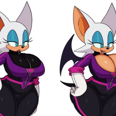 sega, sonic (series), sonic prime, rouge the bat, sssonic2, 1girls, anthro, big breasts, female only, jumpsuit, thick thighs