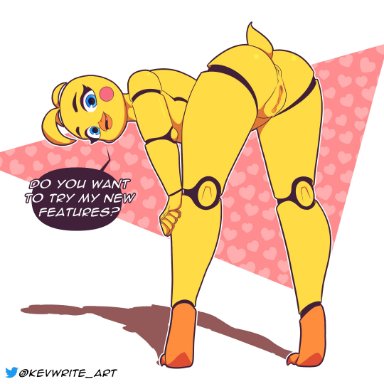 five nights at freddy's, five nights at freddy's 2, scottgames, toy chica (fnaf), animatronic, anthro, ass, avian, bird, blue eyes, breasts, chicken, clothing, female, fur