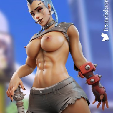 overwatch, overwatch 2, junker queen, francis brown, 1girls, abs, big breasts, muscular female, piercing, piercings, 3d