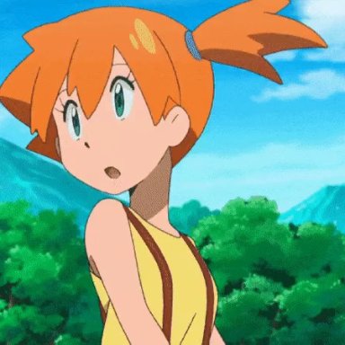 nintendo, pokemon, misty (pokemon), 1girls, areolae, ass, breasts, clothed, clothing, female, female focus, female only, human, human only, jumping