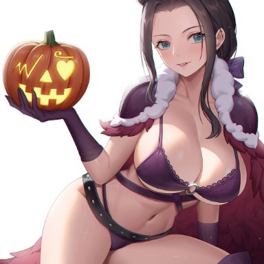 halloween, one piece, nico robin, leaf98k, 1girls, big breasts, bulging breasts, curvaceous, curvy female, curvy figure, looking at viewer, voluptuous female, highres, tagme