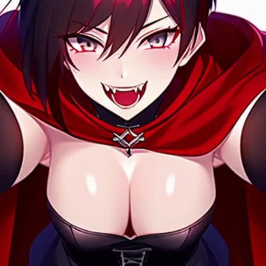 rwby, ruby rose, nai diffusion, segal03, stable diffusion, cape, corset, powerpoint, vampire, ai generated, animated, mp4, sound, video