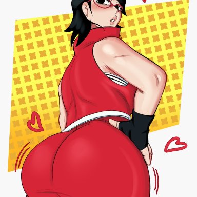 boruto: naruto next generations, naruto, naruto (series), sarada uchiha, yamathegod, 1girls, ass, back view, big ass, big butt, bubble ass, bubble butt, female, female only, huge ass