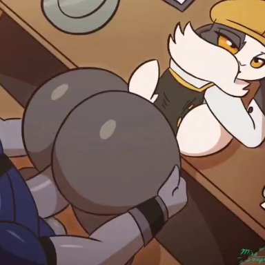 armello, elyssia (armello), thane (armello), macstarva, miso souperstar, 1boy, 1girls, ass ripple, big ass, big breasts, bottomless, breasts, bubble butt, bunny girl, female