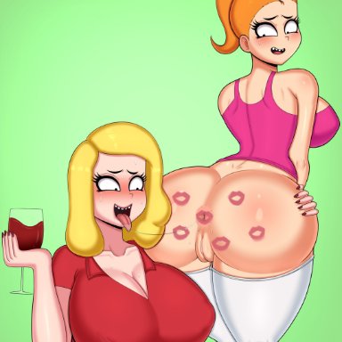 rick and morty, beth smith, summer smith, drunkavocado, 2girls, anus, ass, big ass, big breasts, big butt, blonde hair, bubble butt, butt, daughter, fat ass