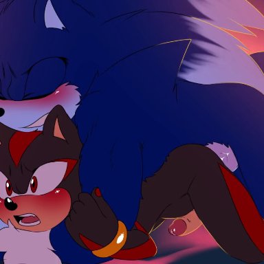 sonic (series), sonic the hedgehog (series), shadow the hedgehog, sonic the hedgehog, sonic the werehog, krazyelf, anal, anal creampie, anal penetration, anal sex, balls, blush, creampie, cum in ass, doggy style