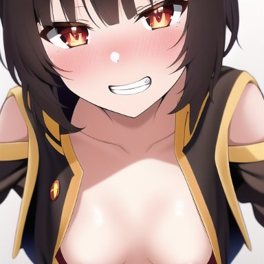 megumin, nai diffusion, stable diffusion, down blouse, smiling, ai generated, tagme