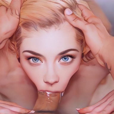 natalie dormer, celebcartoonizer, nastycartoonizer, blowjob, blowjob face, sucking, sucking penis, unseen male face, ai generated, celebrity