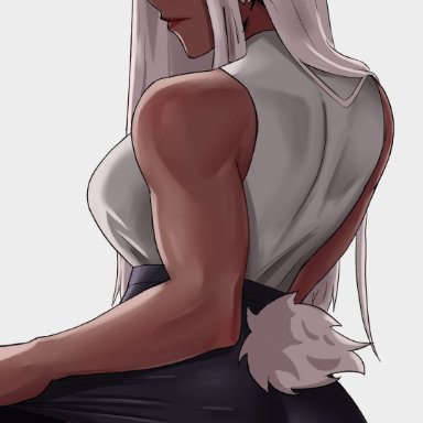 my hero academia, miruko, rumi usagiyama, shadertoons, 1girls, ass, back, back view, breasts, bubble butt, bunny ears, bunny girl, dark-skinned female, dark skin, female