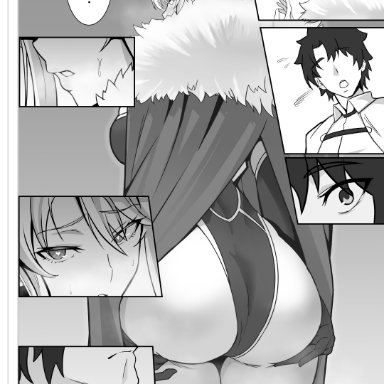 fate/grand order, fate (series), artoria pendragon, artoria pendragon (lancer), fujimaru ritsuka (male), shiiki (love-artoria), 1boy, 1girls, ass, ass focus, ass grab, heart-shaped pupils, huge ass, large breasts, sweat