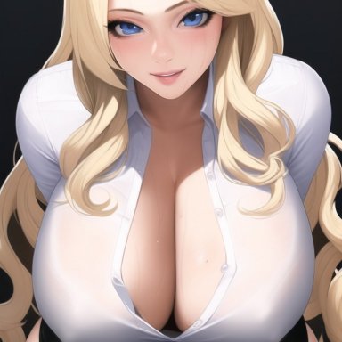 queen dee (character), nai diffusion, queen dee, stable diffusion, 1girls, big breasts, blonde hair, blue eyes, breasts, busty, cleavage, clothed, clothed female, clothes, clothing