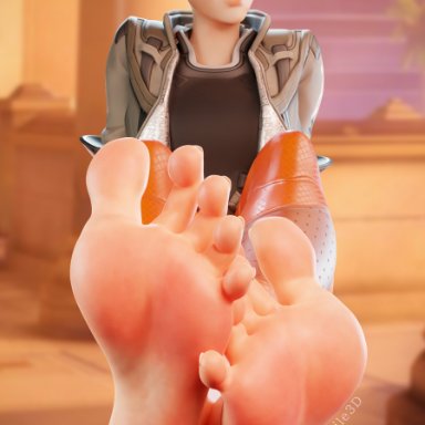 blizzard, blizzard entertainment, overwatch, overwatch 2, tracer, futile3d, 1girls, feet, feet together, feet up, female, female only, fetish, foot fetish, foot focus