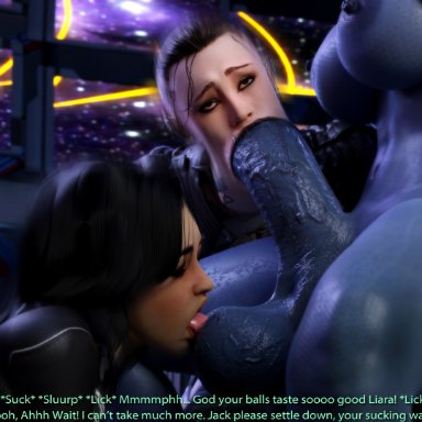 mass effect, no nut november, asari, jack (mass effect), liara t'soni, miranda lawson, subject zero, banap, alien, alien girl, alien humanoid, asari futanari, balls, ballsack, big penis