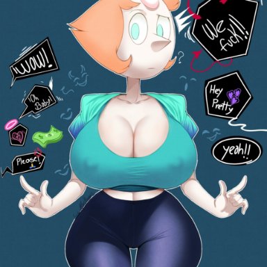 cartoon network, steven universe, pearl (steven universe), ass, big, big ass, big breasts, blue eyes, blush, breasts, brown hair, busty, crystal gem, female, jeans