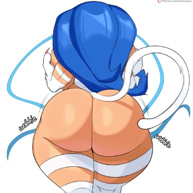 capcom, darkstalkers, felicia (darkstalkers), jinu, 1girls, ass, ass focus, ass shake, big ass, big butt, blue hair, butt, cat tail, female, female only