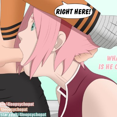 boruto: naruto next generations, naruto, naruto (series), sakura haruno, uzumaki naruto, 4leopsychopat, 1boy1girl, bandaged arm, bandages, blowjob, clothed sex, clothing, deepthroat, dress, erect penis