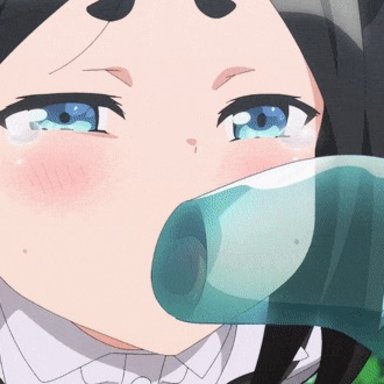 futoku no guild, tokishikko dana, 1girls, black hair, blue eyes, blush, bodily fluids, cheek bulge, crying, cute, fellatio, female, forced, monster, rape