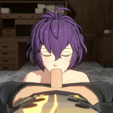 fire emblem, fire emblem: three houses, bernadetta von varley, heart lewd, overused23, bed, clothed, clothed male, clothed male nude female, cum, cum in pussy, cum inside, desk, fellatio, female