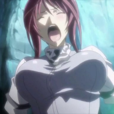 hoods entertainment, seikon no qwaser, mafuyu oribe, oribe mafuyu, 1girls, breast expansion, breasts, bursting breasts, female only, gigantic breasts, huge breasts, human, large breasts, red hair, topless