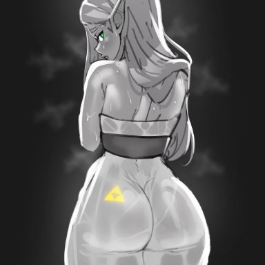 breath of the wild, nintendo, the legend of zelda, hylian, princess zelda, zelda (breath of the wild), aestheticc-meme, 1girls, ass, ass tattoo, back, back view, bubble butt, female, female only