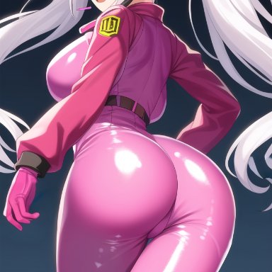 goddess of victory: nikke, alice (nikke), nai diffusion, stable diffusion, ass, ass focus, back view, big ass, bodysuit, female, female only, huge ass, sideboob, thick thighs, white hair