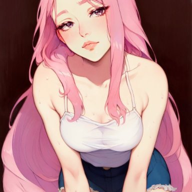 original, nai diffusion, stable diffusion, 1girls, curvaceous, curvy figure, female, female only, long hair, looking at viewer, pink hair, small breasts, solo, ai generated, high resolution