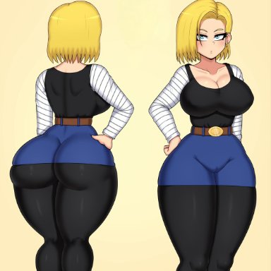 dragon ball, dragon ball z, android 18, drunkavocado, 1girls, areola bulge, ass, big ass, big breasts, bimbo, blonde hair, breasts, cameltoe, female, female only