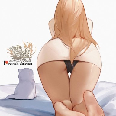 chainsaw man, shounen jump, meowy (chainsaw man), power (chainsaw man), hu dako, 1girls, ass, ass focus, barefoot, big ass, bubble ass, bubble butt, demon horns, feet, female