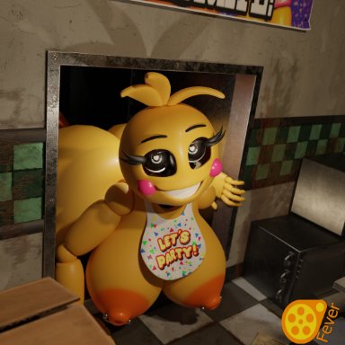 five nights at freddy's, five nights at freddy's 2, lovetaste chica, toy chica (fnaf), toy chica (love taste), feversfm, &lt;3 eyes, 1girls, 5 fingers, ass, big ass, big breasts, big butt, box, breasts