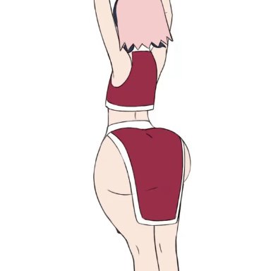 naruto, naruto (classic), naruto (series), naruto shippuden, twitter, haruno sakura, sakura haruno, biggies00, 1girls, arm up, arms above head, arms up, ass, ass in dress, bare arms