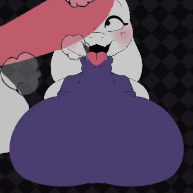 beat banger, undertale, asriel dreemurr, toriel, 1boy, 1girls, anthro, anthro only, areola, areola slip, ass, backboob, bedroom eyes, between breasts, big ass