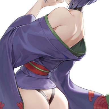 fate/grand order, fate (series), shuten douji (fate), shuten douji (fate/grand order), cotta (heleif), 1girls, ass, ass focus, back, back view, bare shoulders, bob cut, choker, female, from behind