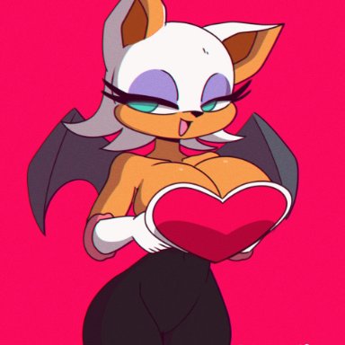 sega, sonic (series), sonic the hedgehog (series), rouge the bat, scruffmuhgruff, 1girls, anthro, bat, bat wings, blinking, blue eyes, bouncing boobs, bouncing breasts, breast, eyelashes