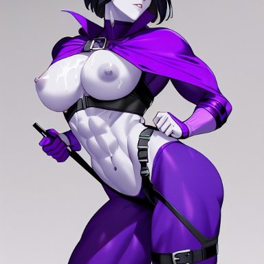 dc, dc comics, teen titans, rachel roth, raven (dc), ag-edits, abs, cum, cum on body, cum on breasts, cum on upper body, cum outside, cumshot, fit, fit female