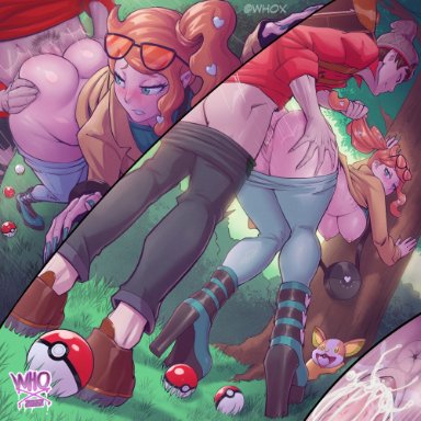 pokemon, pokemon ss, sonia (pokemon), victor (pokemon), yamper, whox, 1boy, 1boy1girl, back, back view, big ass, big breasts, breasts, dick, female