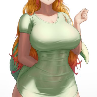 miss kobayashi's dragon maid, tohru (dragon maid), superbusty, 1girls, blonde hair, breasts, dragon girl, dragon horns, female, hips, horns, huge breasts, light-skinned female, light skin, long hair