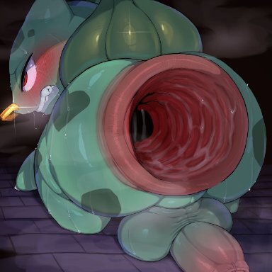 pokemon, bulbasaur, pok&#233;mon (species), syuro, 1boy, after anal, after sex, asshole, asshole opened wide, asshole stretched wide, bad end, blush, broken rape victim, clenched teeth, destroyed anus