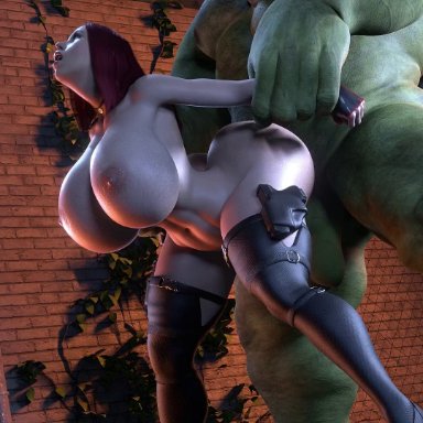 hulk (series), sfm, black widow (marvel), hulk, scarlett johansson, dreamhawk, big breasts, bimbo, bouncing breasts, breasts, doggy style, fat ass, green skin, huge breasts, pawg