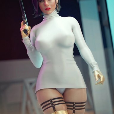 call of duty, helen park (cod), noahgraphicz, clothing, female, firearm, gun, handgun, human, pale skin, pistol, suppressor, turtleneck, weapon, tagme