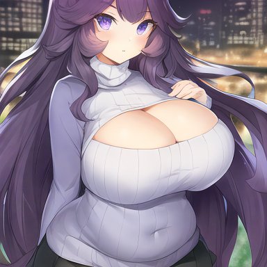 creatures (company), game freak, nintendo, pokemon, pokemon (game), pokemon xy, hex maniac, nai diffusion, stable diffusion, 1girls, bbw, breasts, chubby, chubby female, city