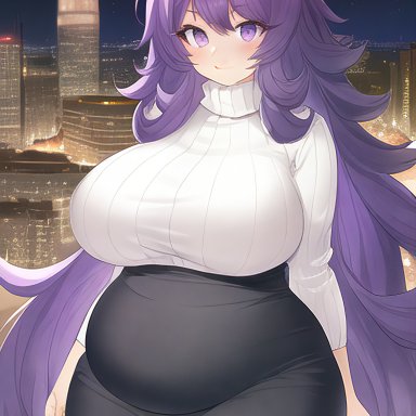 creatures (company), game freak, nintendo, pokemon, pokemon (game), pokemon xy, hex maniac, nai diffusion, stable diffusion, 1girls, bbw, breasts, chubby, chubby female, city