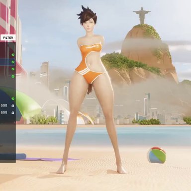 overwatch, overwatch 2, tracer, axenanim, 1boy, 1boy1girl, 1girls, anal, anal insertion, anal sex, beach, beach sex, beach towel, beachball, behind