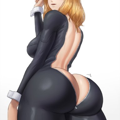 my hero academia, camie utsushimi, superbusty, 1girls, ass, back view, big ass, big butt, bodysuit, bubble ass, bubble butt, butt, curvy, fat ass, female